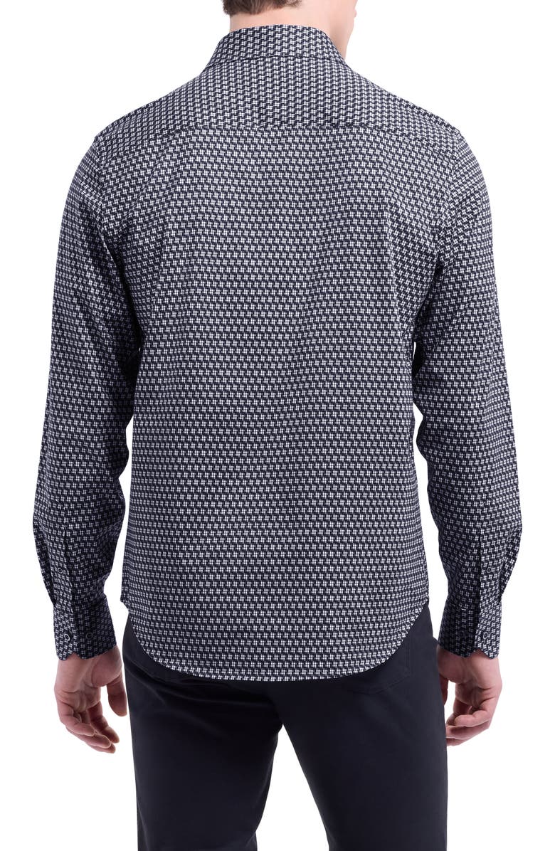 Bugatchi James OoohCotton<sup>®</sup> Geo Button-Up Shirt, Alternate, color, Black