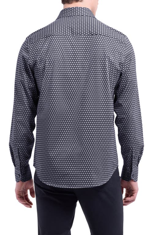Bugatchi James Ooohcotton® Geo Button-up Shirt In Black