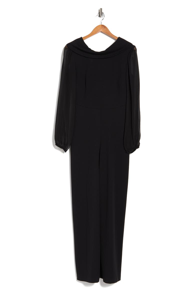 Chiffon Long Sleeve Jumpsuit, Alternate, color, BLACK