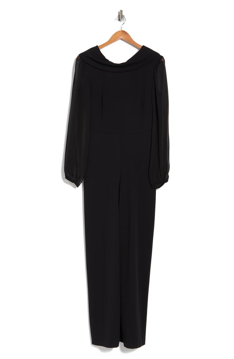 Connected Apparel Chiffon Long Sleeve Jumpsuit, Alternate, color, Black