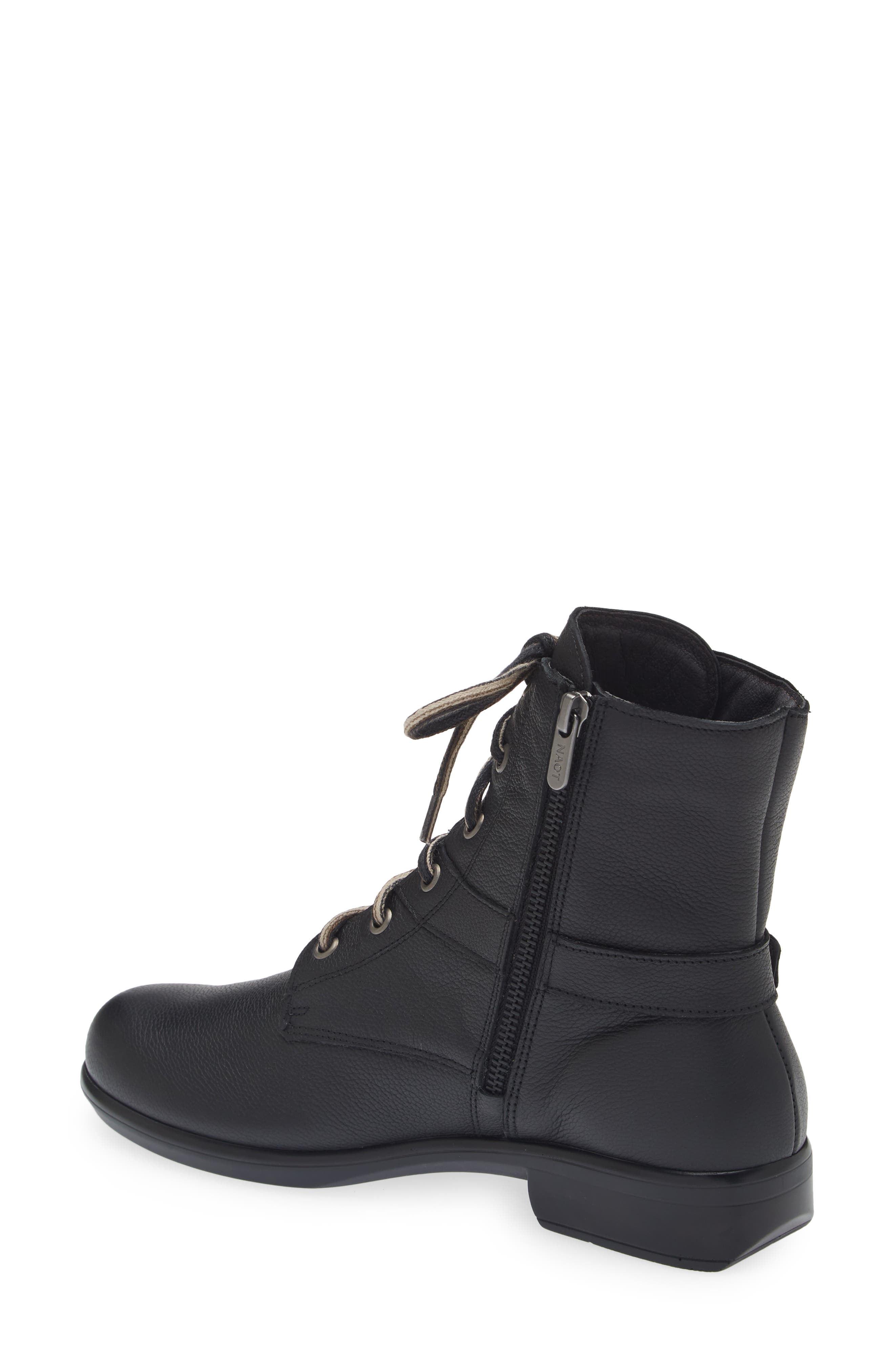 Naot Alize Zip Combat Boot, Alternate, color, Soft Black Leather