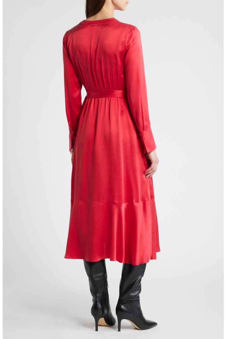 Victoria Long Sleeve Silk Faux Wrap Dress, Alternate, color, SCARLET