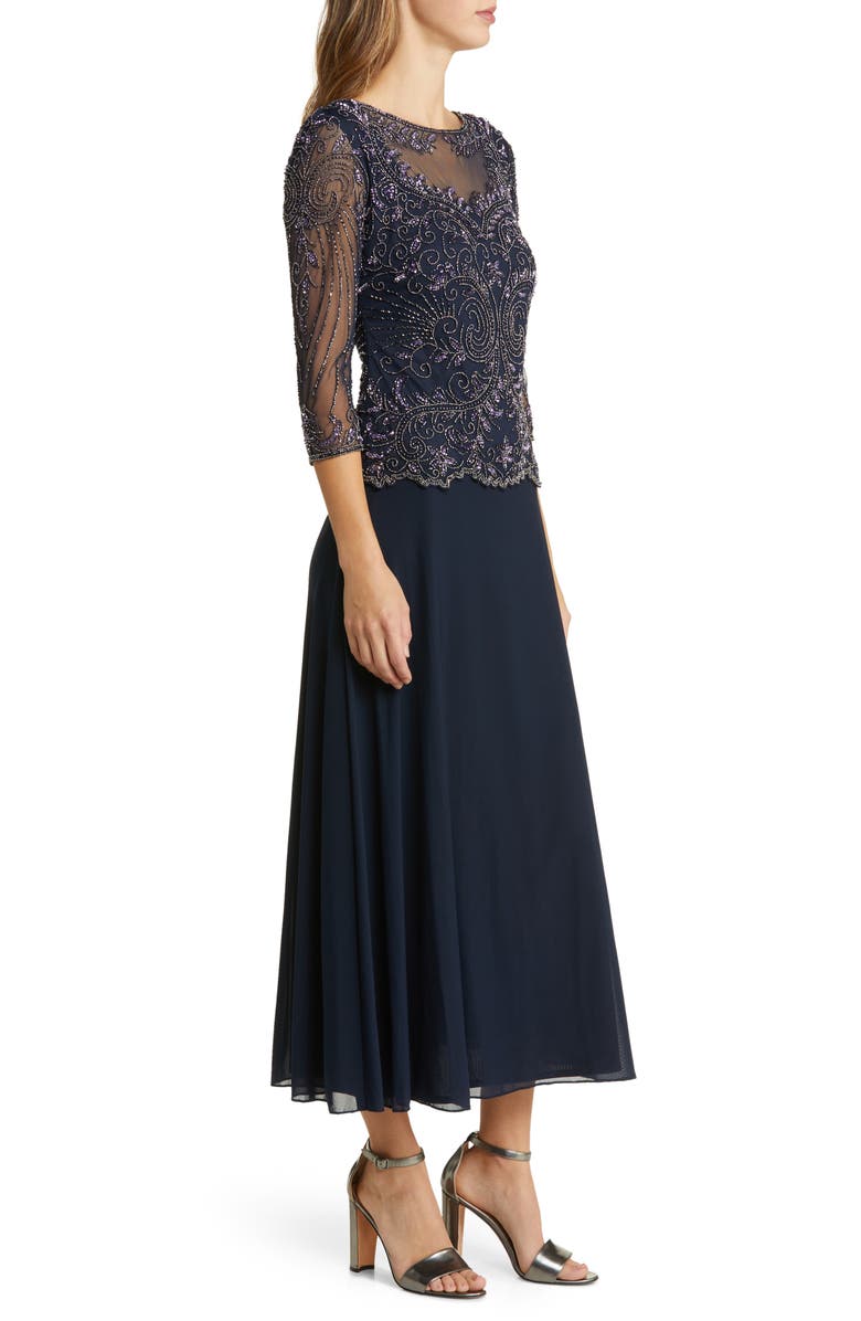 Pisarro Nights Beaded Cocktail Dress, Alternate, color, Navy 410