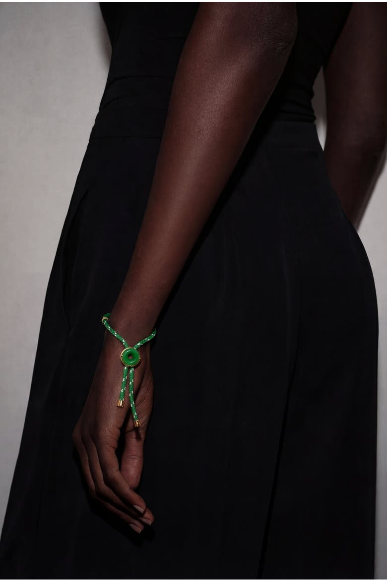 Paracord Jade Slider Bracelet in Black, Alternate, color, Green