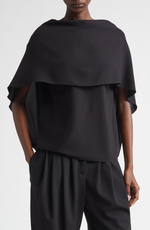 Wool Crepe Cape Top