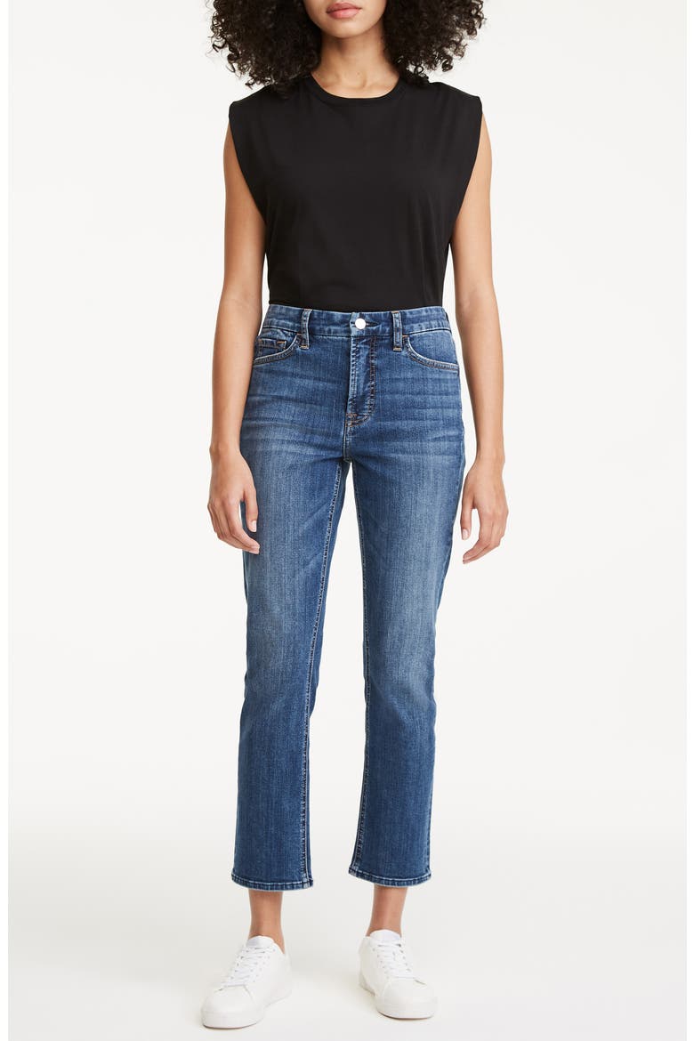 JEN7 High Waist Chew Hem Ankle Straight Leg Jeans, Alternate, color, WISTERIA