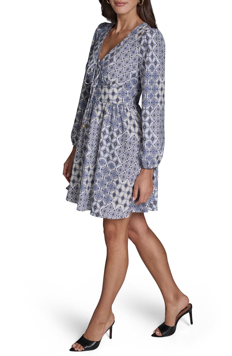 BCBG Medallion Print Long Sleeve Crepe Minidress, Alternate, color,