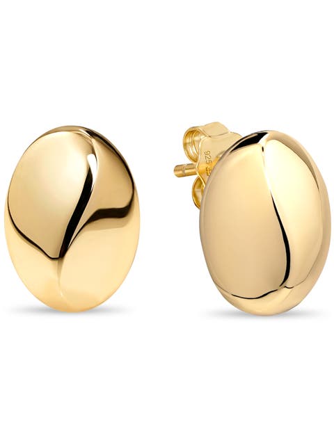 Dome Stud Earrings in Gold Plated Sterling Silver