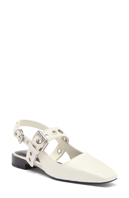 Rag & Bone Astra Leather Buckle Slingback Ballerina Flats In White