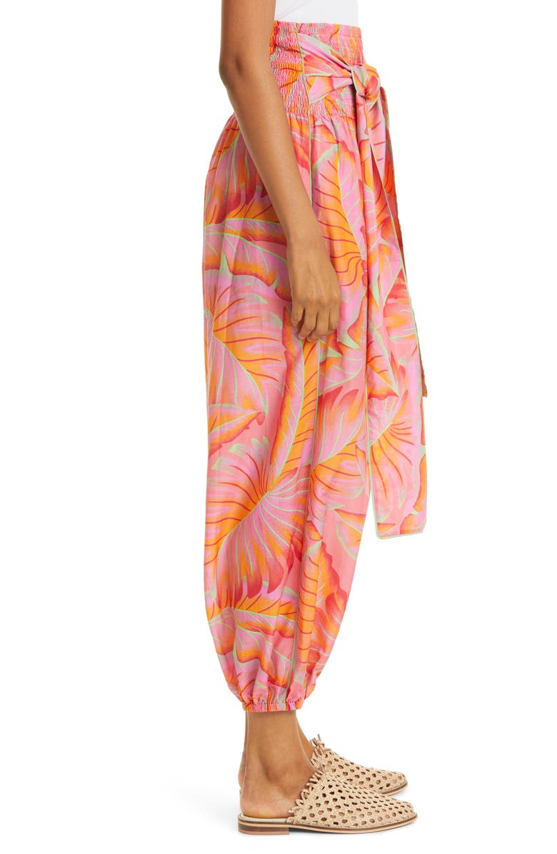 FARM Rio Bright Forest Smocked Waist Pants, Alternate, color, 