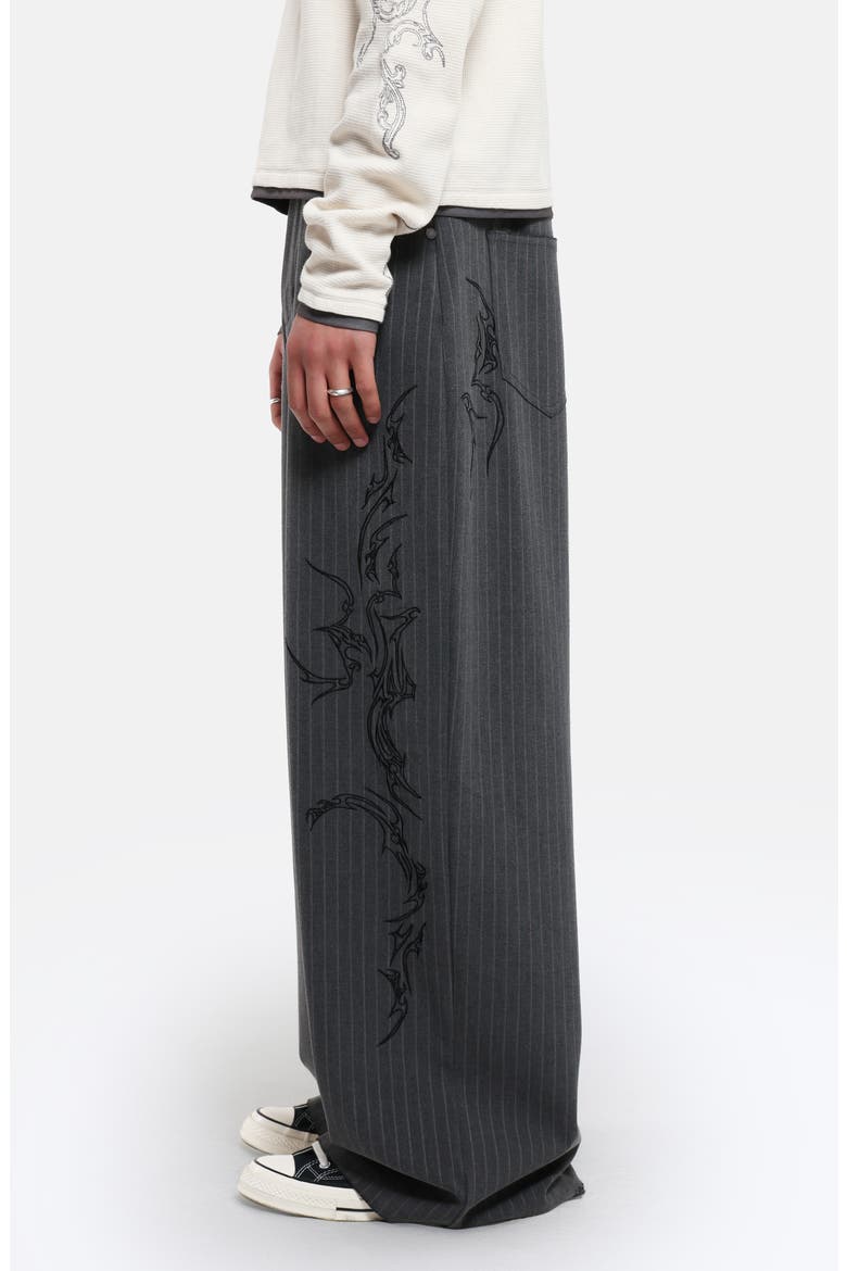 Goliath Gothic Pinstripe Oversize Pants, Alternate, color, GREY