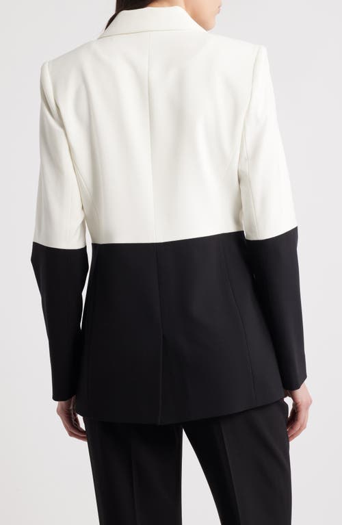 Tahari Asl Colorblock Blazer In White Black