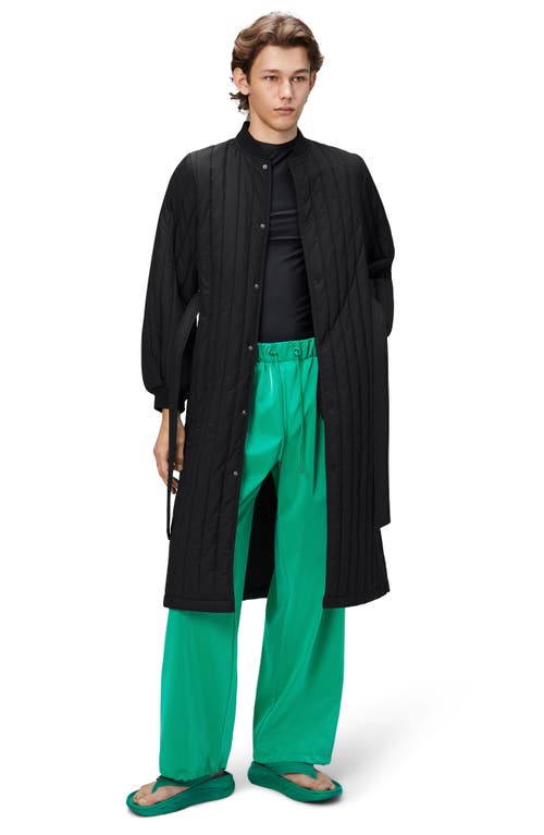 Rains Banja Belted Quilted Liner Coat In Black
