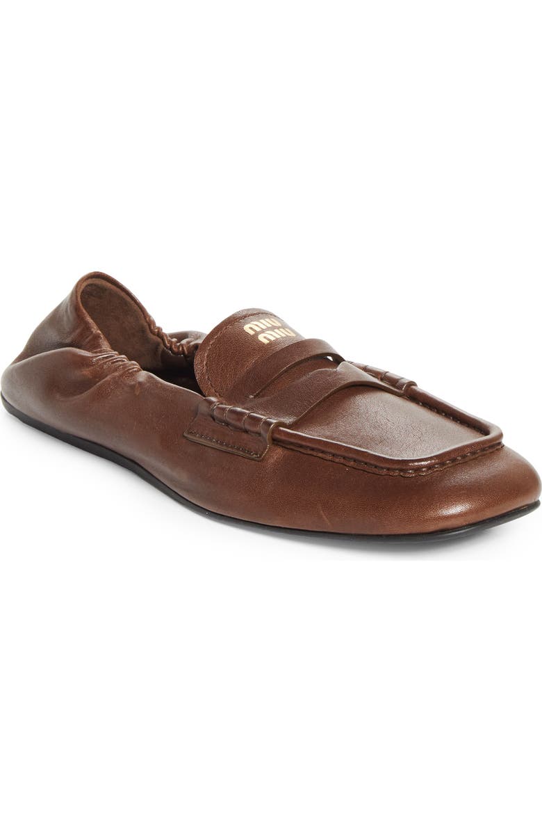 Miu Miu Ruches Leather Loafer, Main, color,