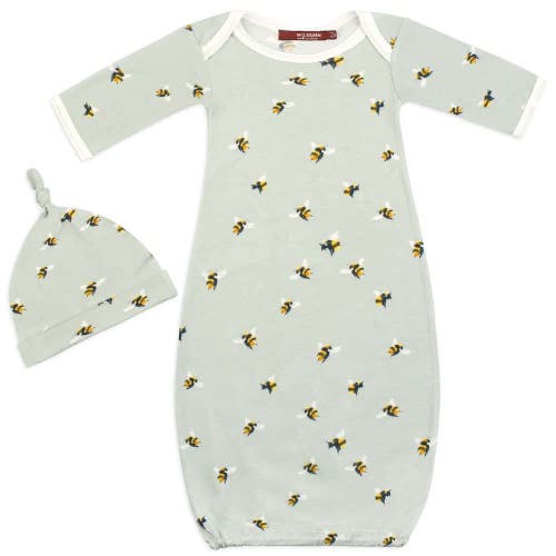 Milkbarn Newborn Gown And Hat Set