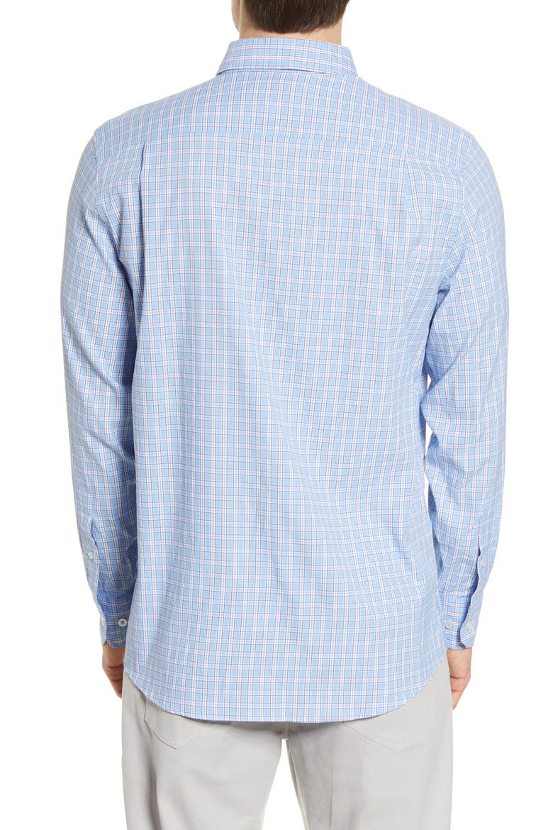 Intercoastal Brrr Yawl Check Button-Down Performance Shirt, Alternate, color, HURRICANE BLUE