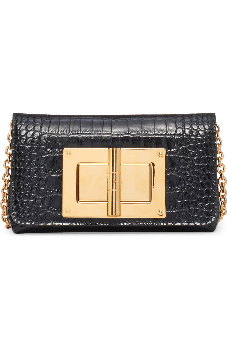 TOM FORD Mini Natalia Croc Embossed Leather Shoulder Bag, Main, color,