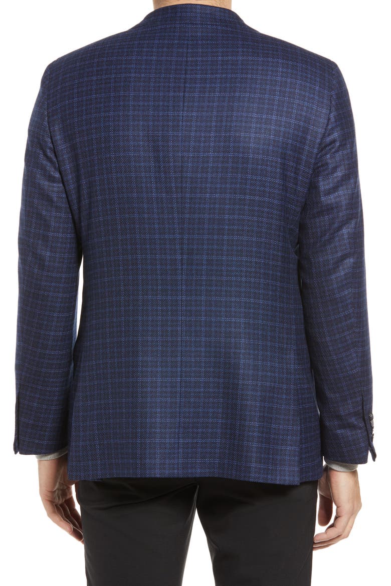 Check Wool Blend Jacket, Alternate, color, NAVY
