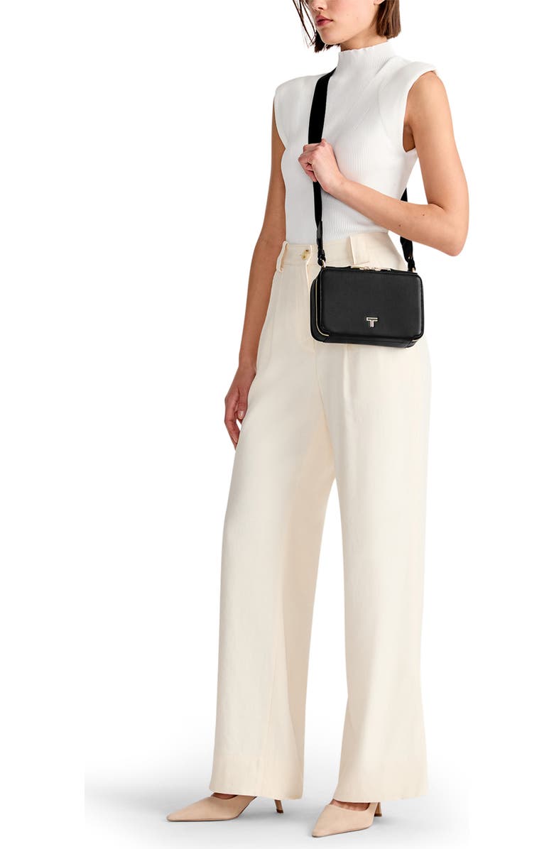 TUMI Myla Leather Crossbody Bag, Alternate, color, Black/ Light Gold