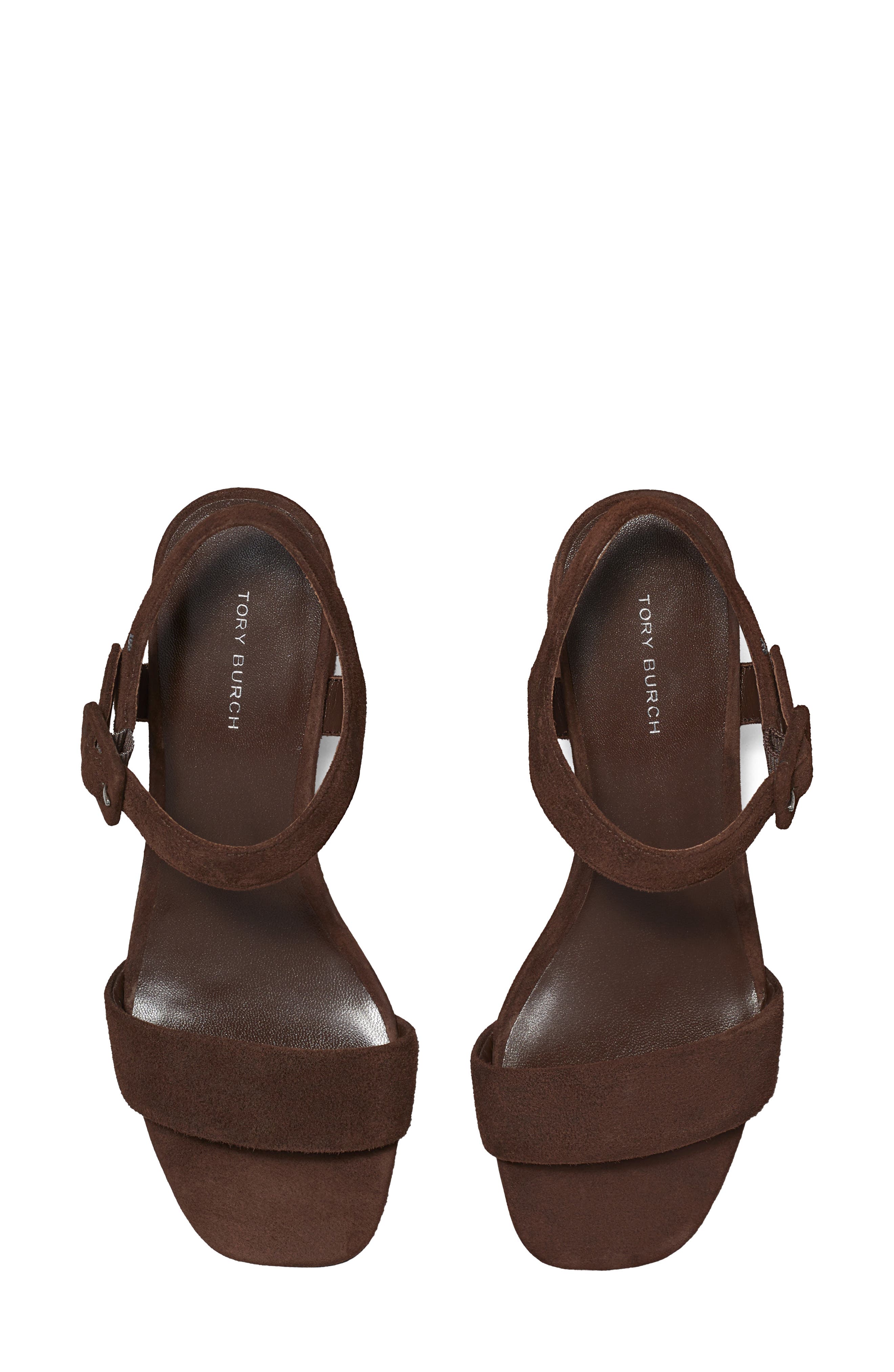 Tory Burch Double T City Sandal, Alternate, color, Dark Cocoa