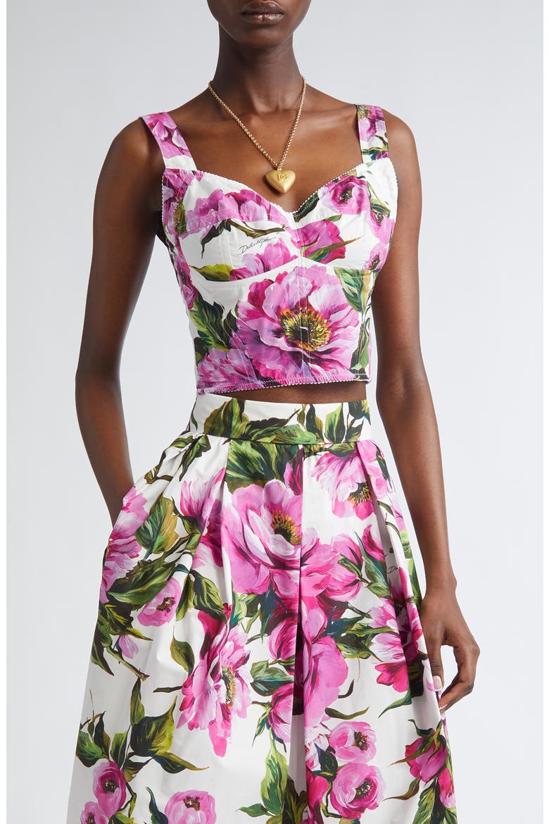 Peony Print Bustier Top, Main, color, HA5KR PEONIE FUXIA F.BCO