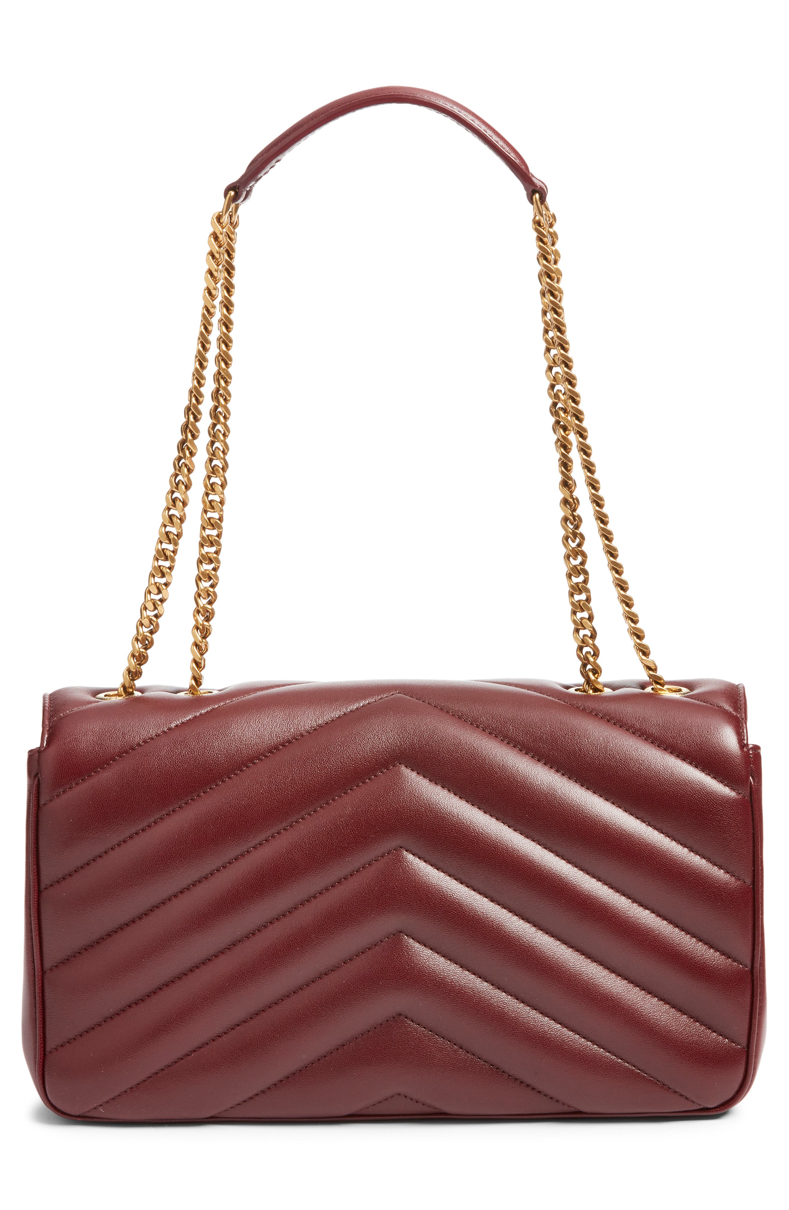 Saint Laurent Medium Loulou Quilted Leather Shoulder Bag, Alternate, color, Rouge Cabernet