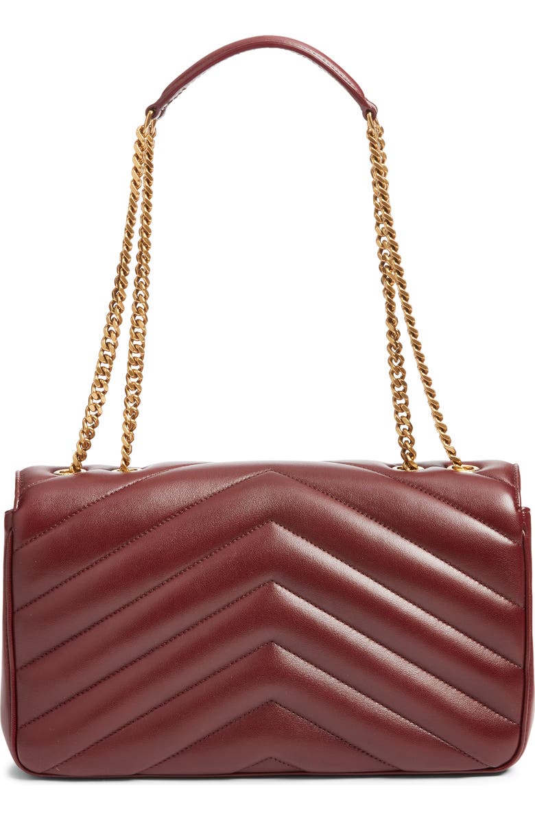 Saint Laurent Medium Loulou Quilted Leather Shoulder Bag, Alternate, color, Rouge Cabernet