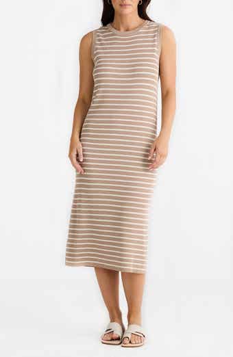 Brave+True Squad Stripe Sleeveless Rib Midi Dress