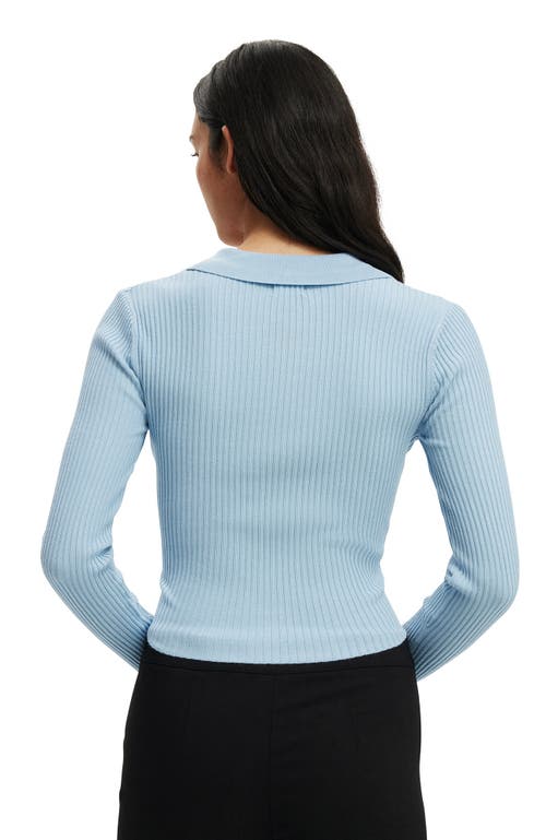 Cotton On Everfine Rib V-neck Polo In Blue