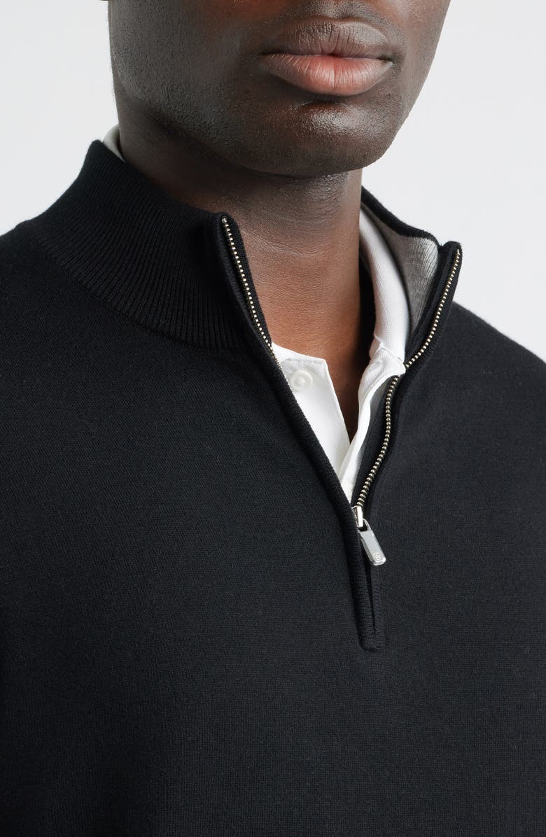 Peter Millar Coolspun Lite Quarter Zip Sweater, Alternate, color, Black