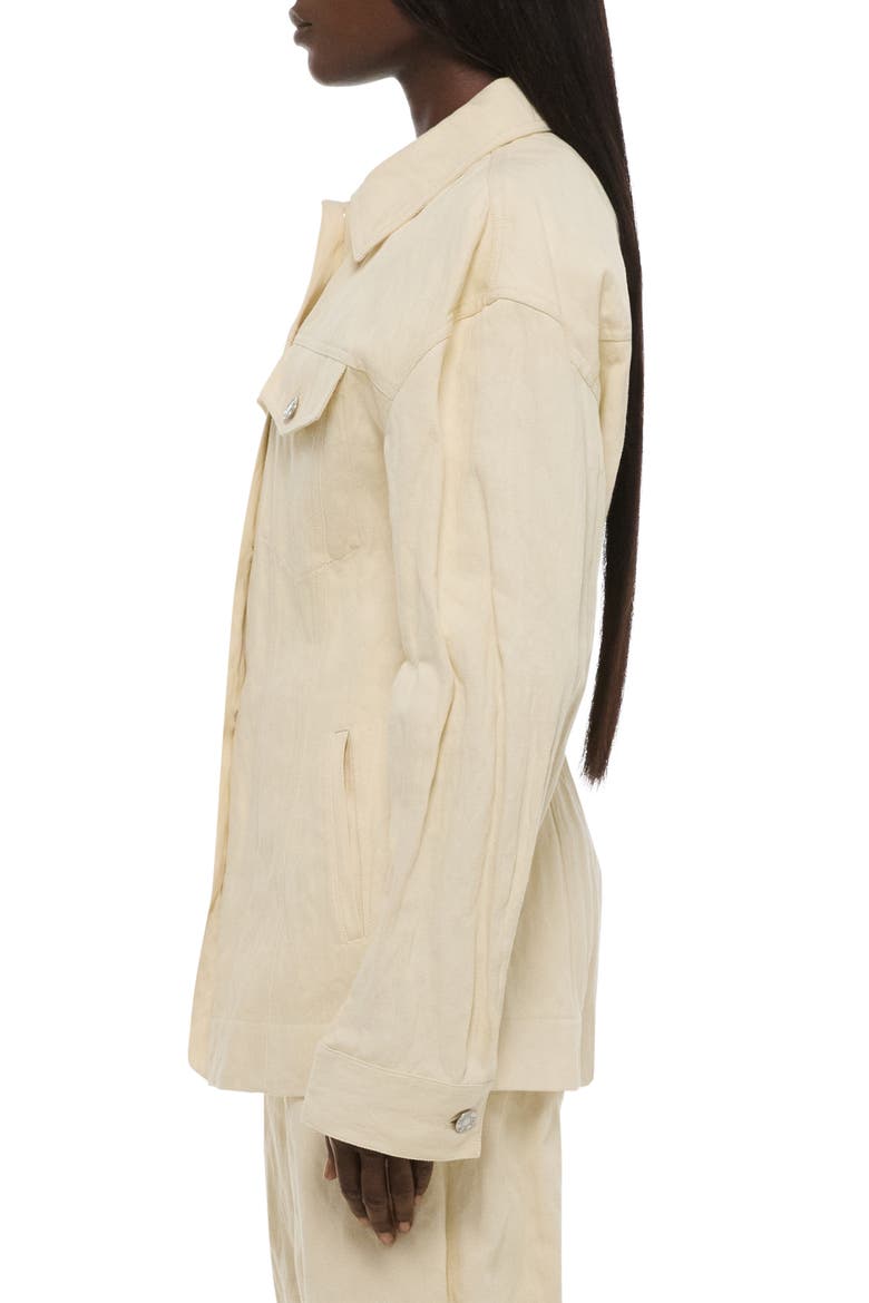 Metallic Crushable Crinkle Denim Jacket, Alternate, color, MUSLIN