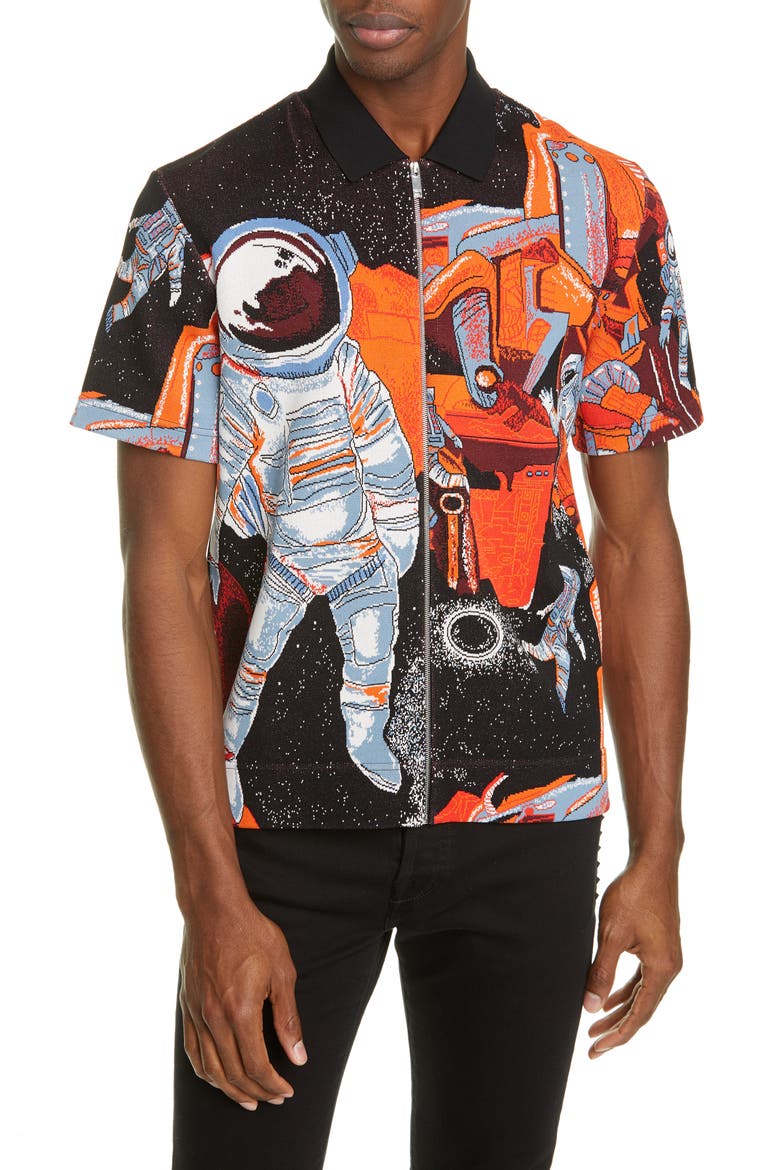 Astronaut Zip Front Shirt, Main, color, ORANGE