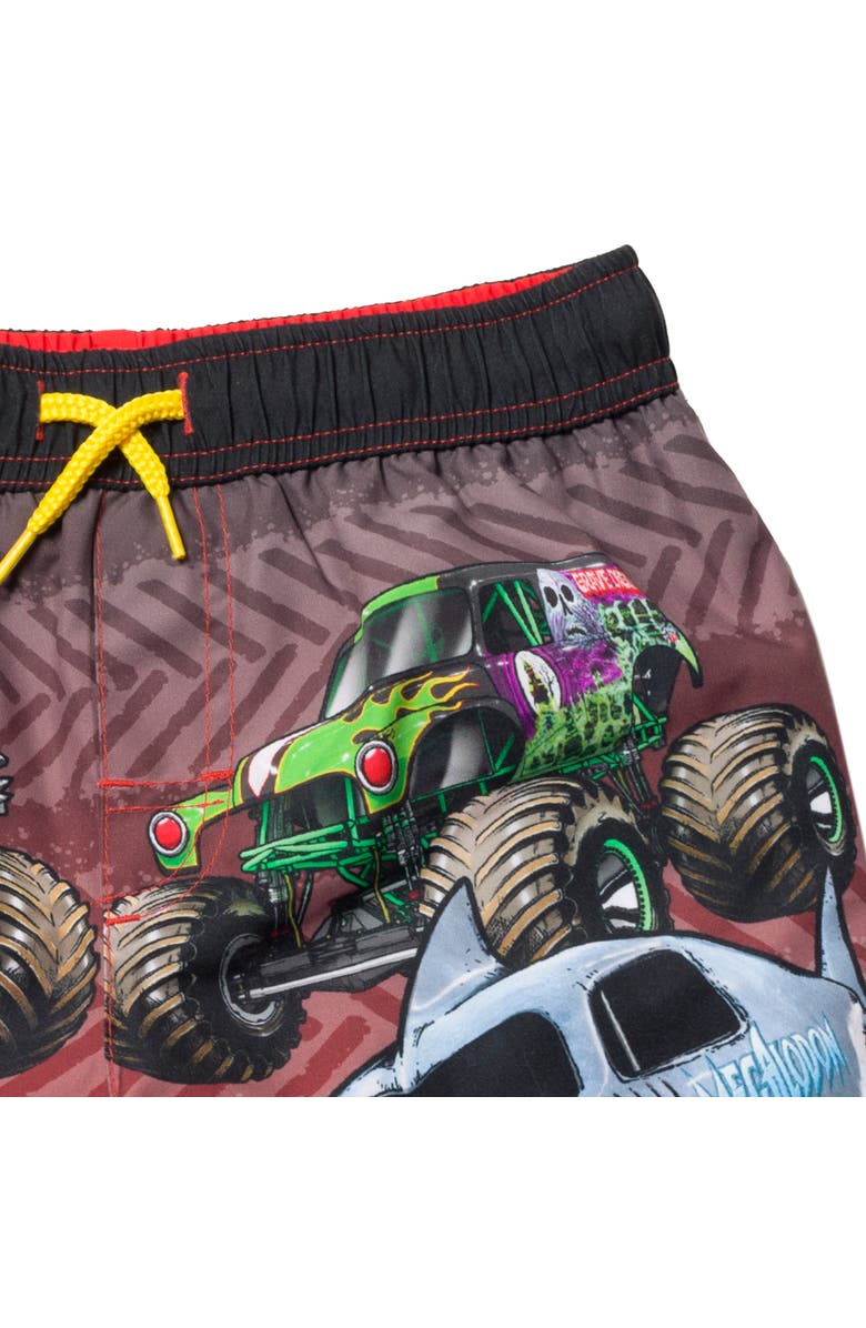 Monster Jam Swimwear Swim Trunks, Alternate, color, Black Red Tread