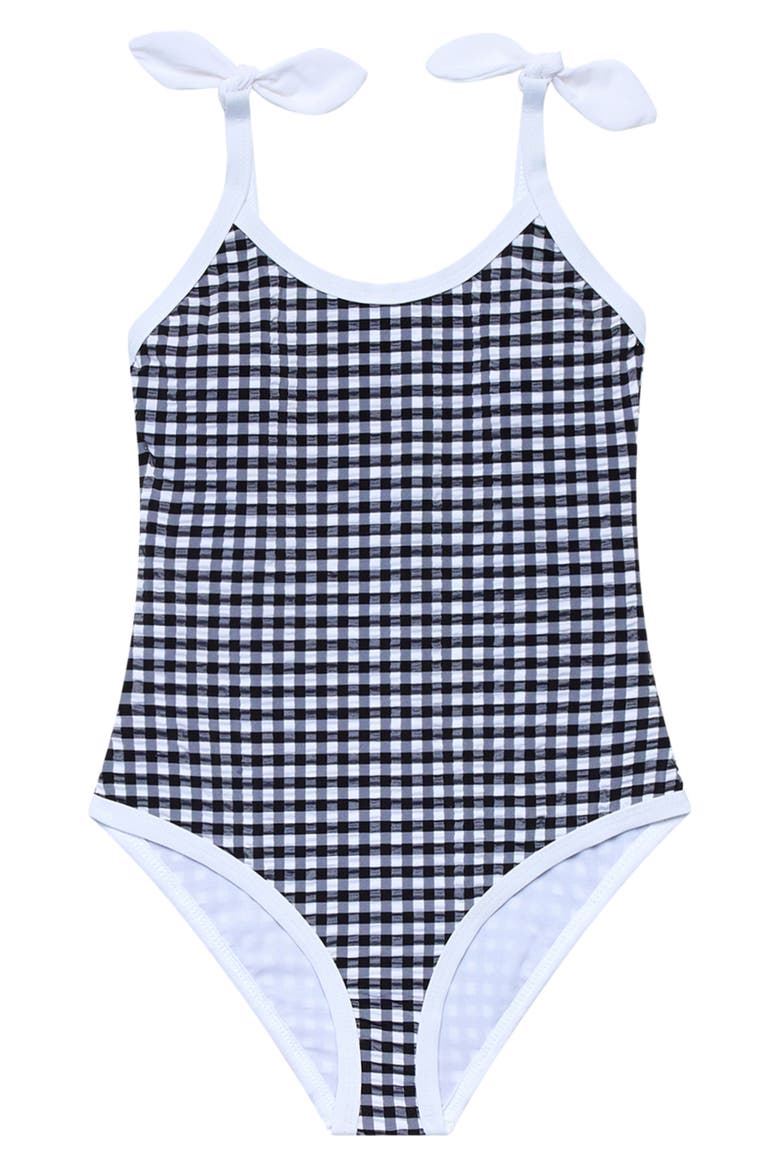 Kids' Smocked One-Piece Swimsuit, Main, color, BLACK