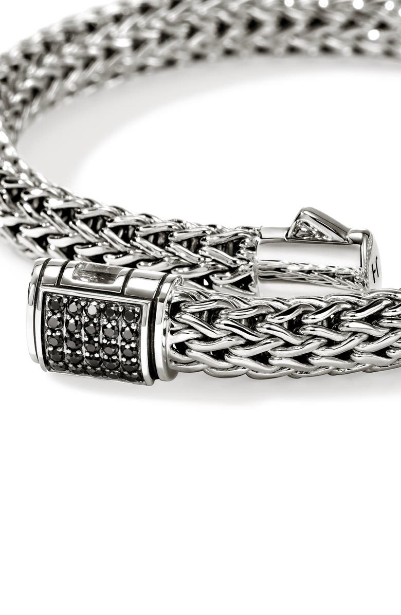 John Hardy Icon Bracelet, Sterling Silver, Pavé, 6.5mm, Alternate, color, Silver Black Stone