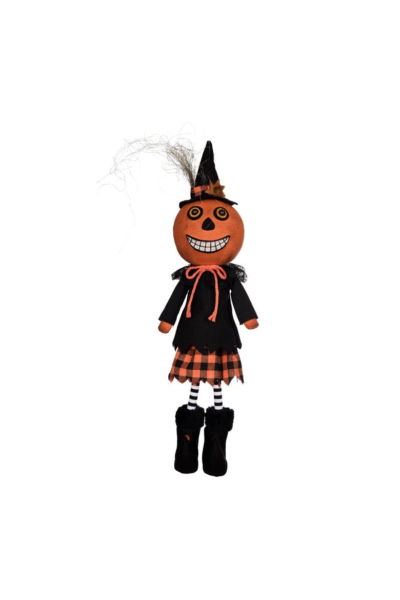Jack O' Lantern Standing Vintage Halloween Folk Art Figurine 3.75", Main, color, Orange