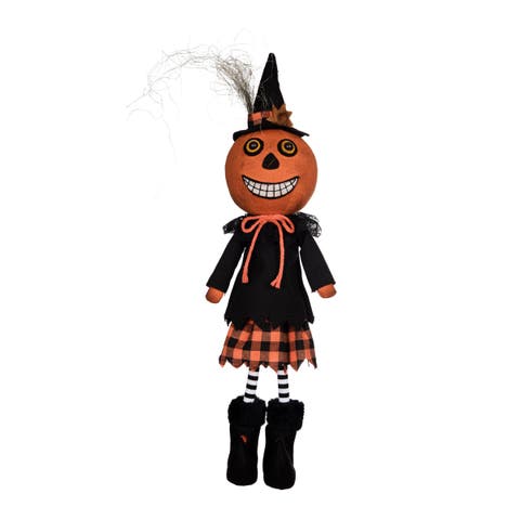 Jack O' Lantern Standing Vintage Halloween Folk Art Figurine 3.75"