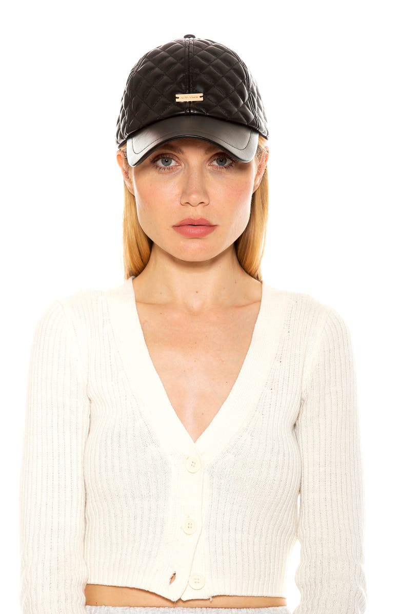 Alexia Admor Diamond Quilted Pleather Baseball Cap, Main, color, 