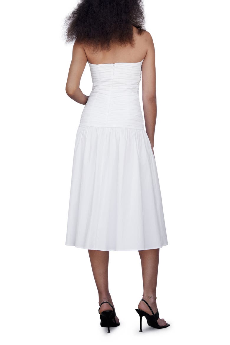 Strapless Cotton Blend Midi Dress, Alternate, color, OFF WHITE