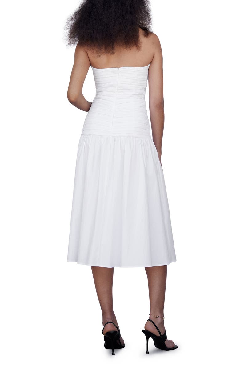 MANGO Strapless Cotton Blend Midi Dress, Alternate, color,