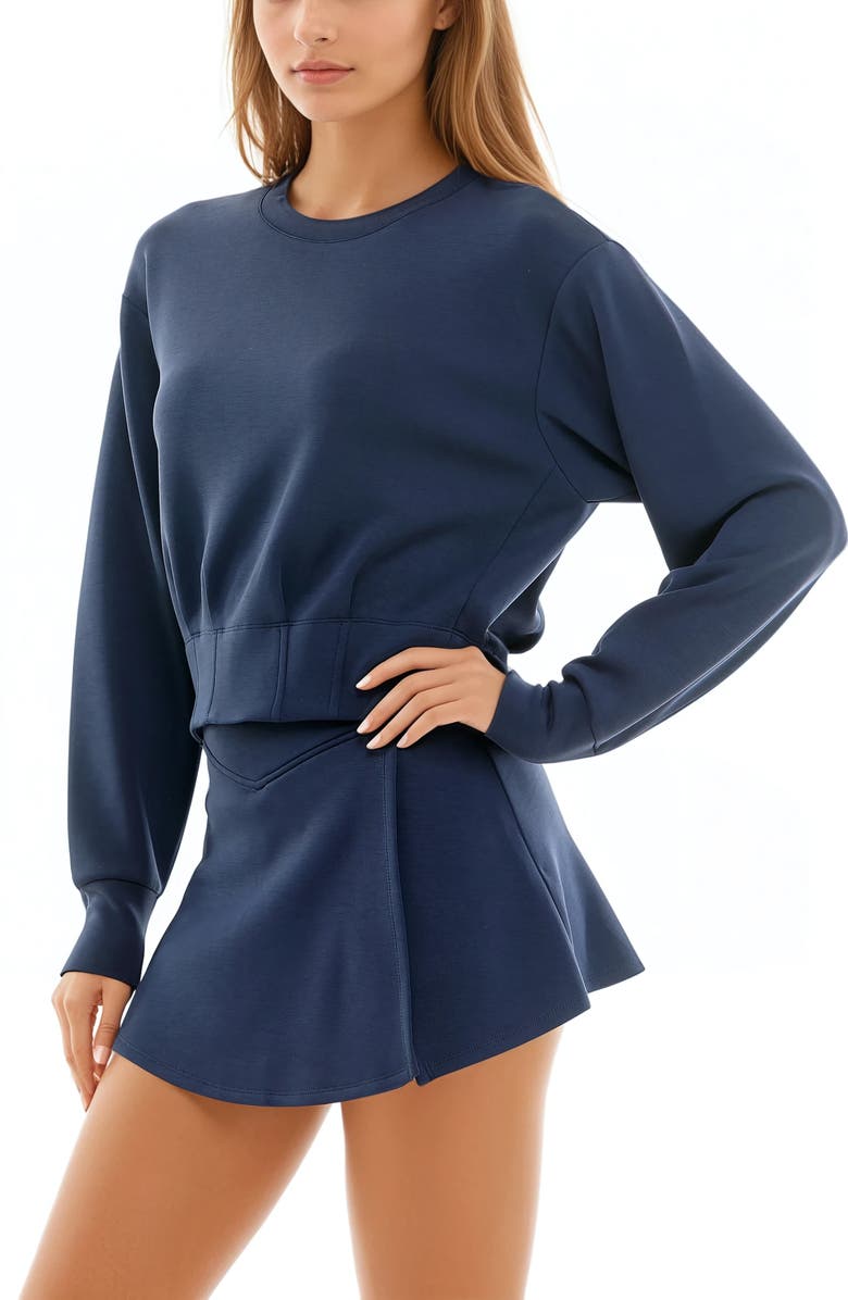 Urban Social Cloud Luxe Corset Sweatshirt, Alternate, color, Navy