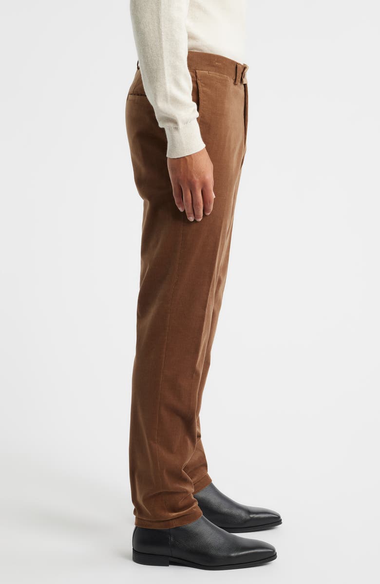 Jack Victor Palmer Brown Flat Front Cotton Stretch Corduroy Pants, Alternate, color, Camel
