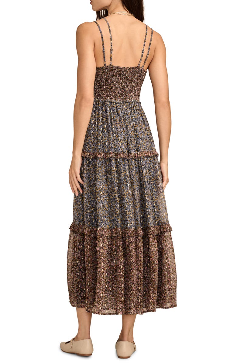 Lucky Brand Metallic Mixed Floral Tiered Chiffon Dress, Alternate, color, 