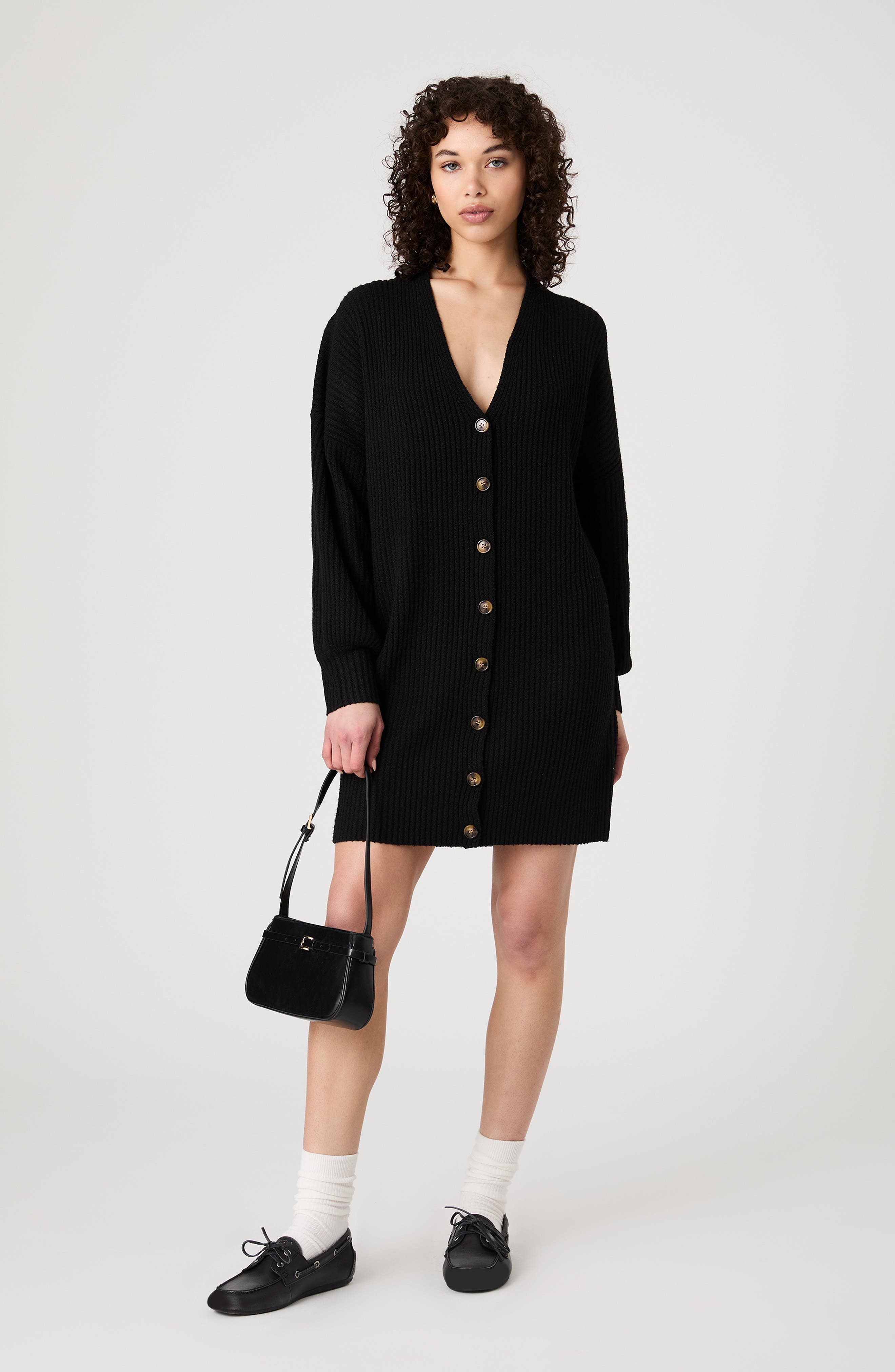 babysoft rib button front long sleeve sweater dress french connection hauteandhumid on LTK