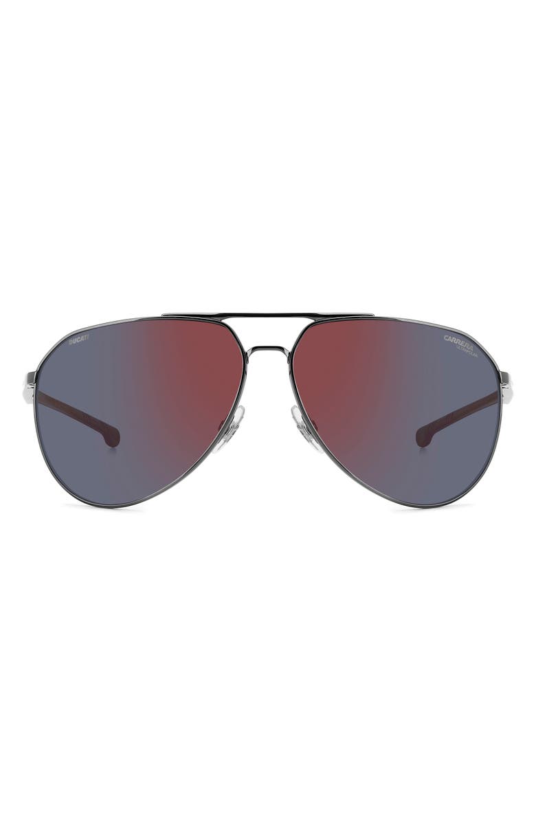 Carrera Eyewear x Ducati Carduc 67mm Oversize Aviator Sunglasses, Main, color, Black/ Red Mirror Polar