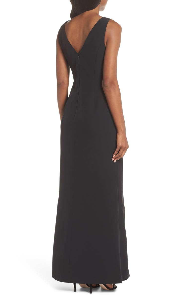 Eliza J Ruffle Front Gown, Alternate, color, Black