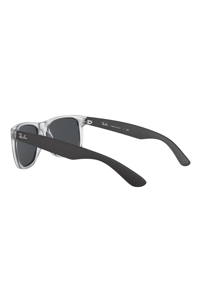 Justin 51mm Flat Top Sunglasses, Alternate, color, RUBBER TRANSPARENT/ DARK GREY
