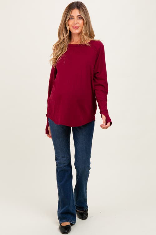 Pinkblush Exposed Seam Long Sleeve Top In Red