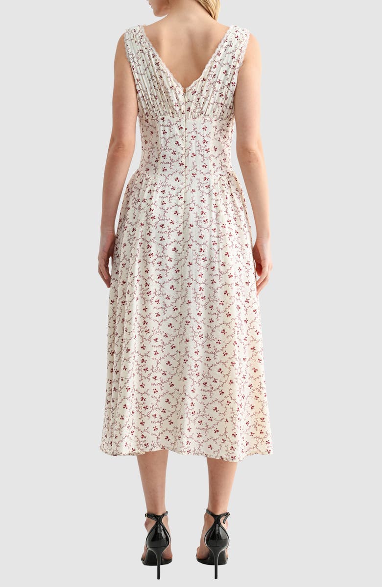 Lush Lace Trim Fit & Flare Midi Dress, Alternate, color, Cream Red