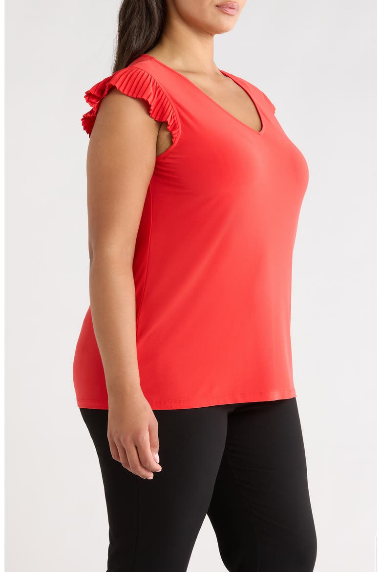 Pleated Cap Sleeve Knit Top, Alternate, color, BEGONIA RED